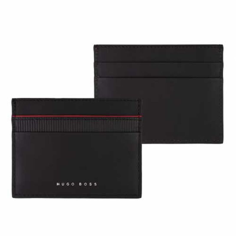 Hugo Boss Leather Card Holder Gear Black/Red image number 2